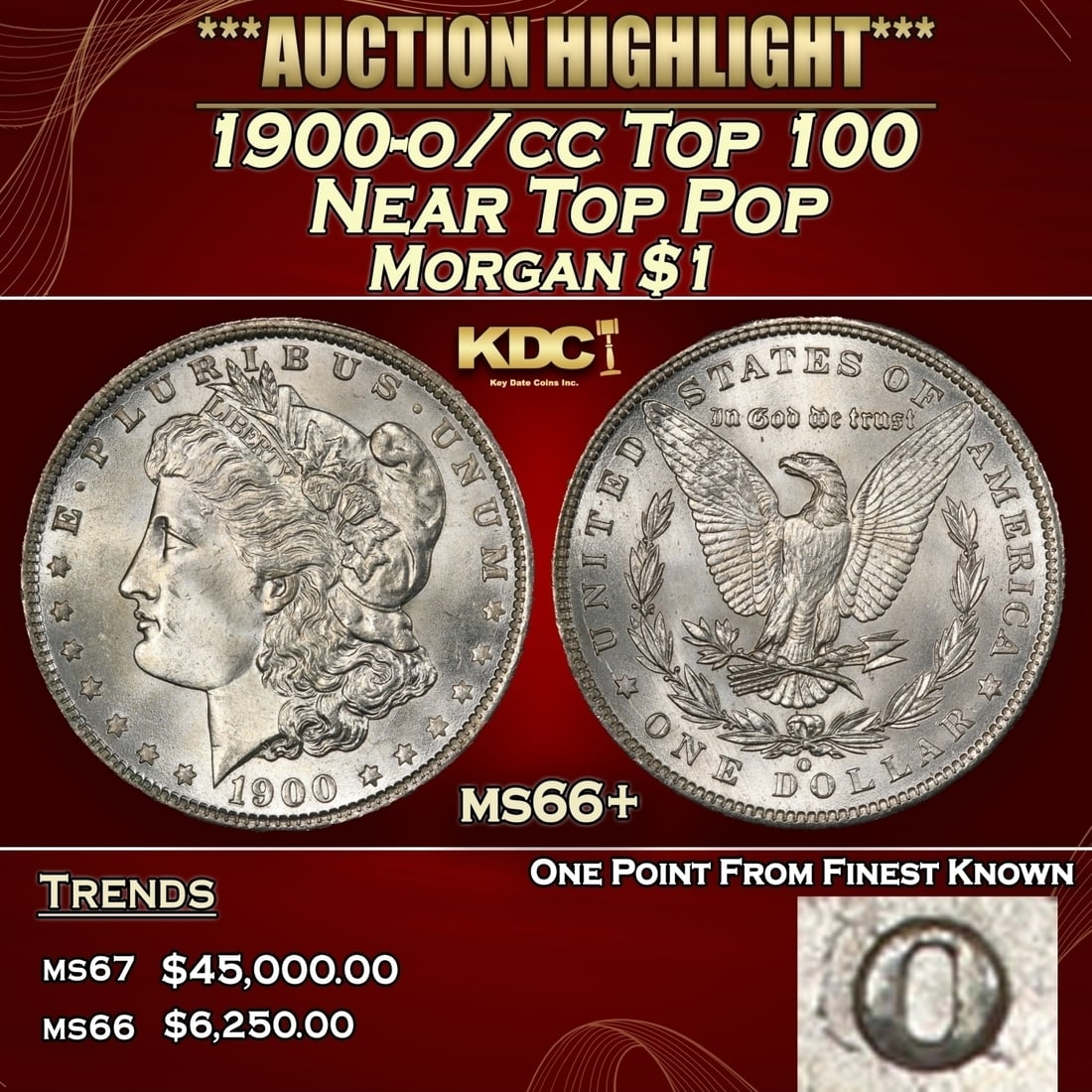 1900-o/cc Top 100 Morgan Dollar Near Top Pop $1 ms66+ SEGS (1 of 4)