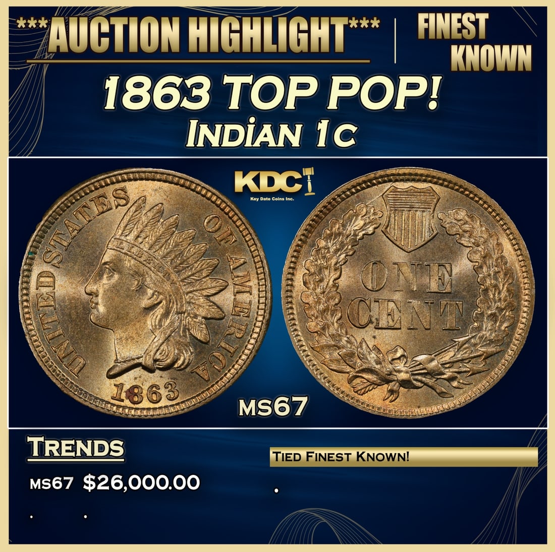 1863 Indian Cent TOP POP! 1c ms67 SEGS (1 of 3)
