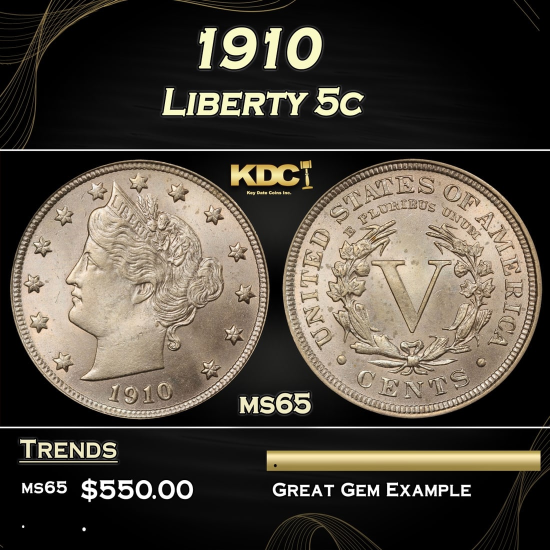 1910 Liberty Nickel 5c Grades ms65 (1 of 3)