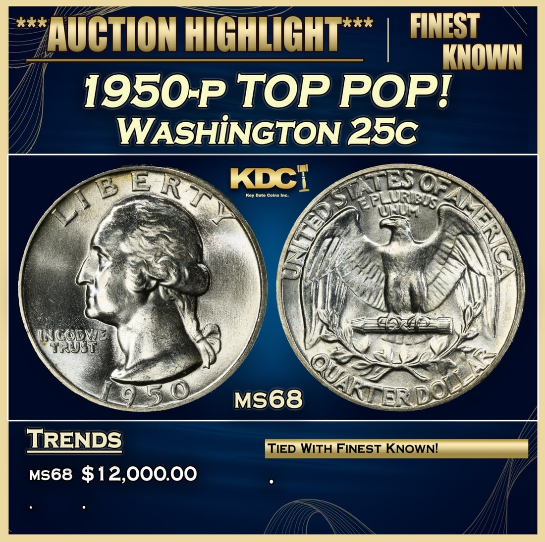 1950-p Washington Quarter TOP POP! 25c ms68 SEGS (1 of 3)