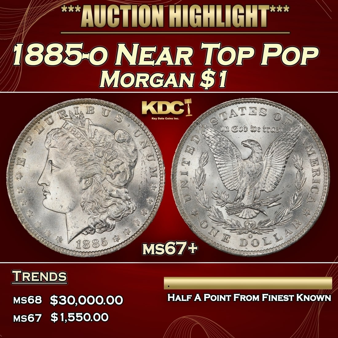 1885-o Morgan Dollar Near Top Pop $1 ms67+ SEGS (1 of 3)