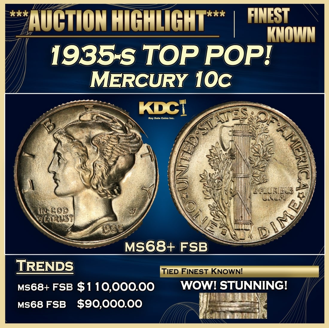 1935-s Mercury Dime TOP POP! 10c ms68+ fsb SEGS (1 of 4)