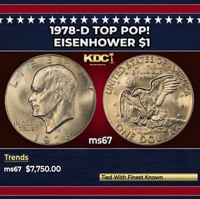 1978-p Eisenhower Dollar Near Top Pop $1 ms66+ SEGS