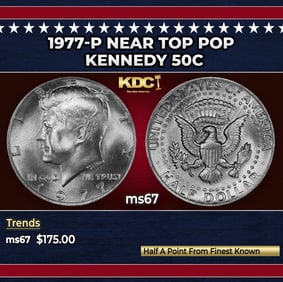1972-d Kennedy Half Dollar Near Top Pop 50c ms67+ SEGS