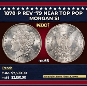 1878-p Rev '79 Morgan Dollar Near Top Pop $1 ms66 SEGS