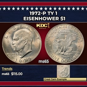 1972-p Ty 3 Eisenhower Dollar Near Top Pop $1 ms66 SEGS