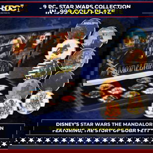 9 Coin The Mandalorian Din Djarin Disney Star Wars Gold Plated Round Collection: 9 Coin The Mandalorian Din Djarin Disney Star Wars Gold Plated Round Collection.