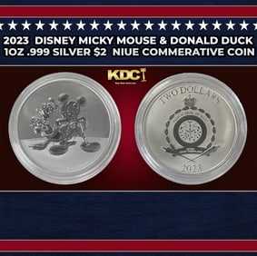 2023 Disney Micky Mouse & Donald Duck 1oz .999 Silver $2 Niue Commerative Coin Grades Ungraded