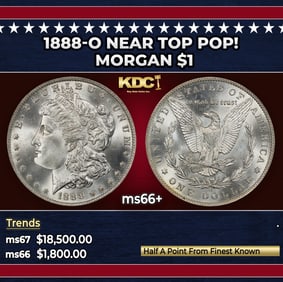 1888-o Morgan Dollar Near Top Pop! $1 ms66+ SEGS