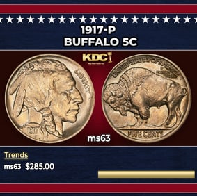 1917-p Buffalo Nickel 5c Grades ms63