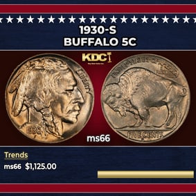 1930-s Buffalo Nickel 5c ms66 SEGS