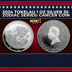 2024 Tokelau 1 oz Silver $5 Zodiac Series: Cancer Coin Round