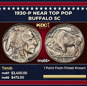 1930-p Buffalo Nickel Near Top Pop 5c ms66+ SEGS