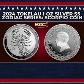 2024 Tokelau 1 oz Silver $5 Zodiac Series: Scorpio Coin Round