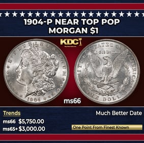 1904-p Morgan Dollar Near Top Pop $1 ms66 SEGS