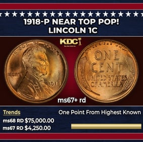 1918-p Lincoln Cent Near Top Pop! 1c ms67+ rd SEGS