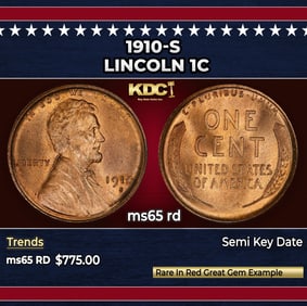1910-s Lincoln Cent 1c Grades ms65 rd