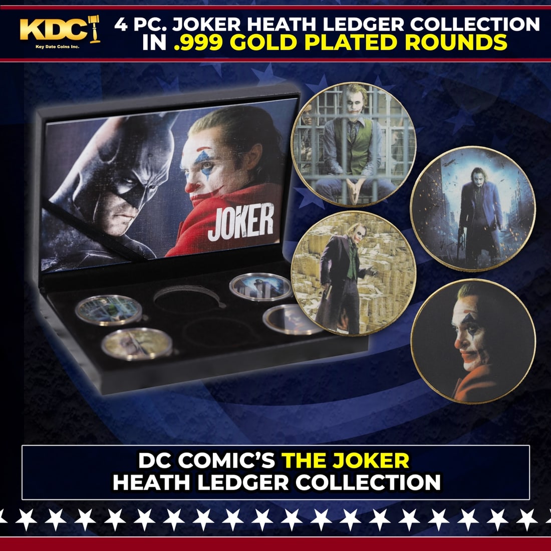 4 Coin Joker - Heath Ledger - Gold Plated Round Collection: 4 Coin Joker - Heath Ledger - Gold Plated Round Collection.