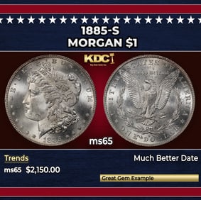 1885-s Morgan Dollar $1 ms65 SEGS