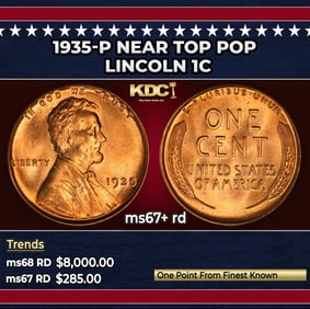 1935-p Lincoln Cent Near Top Pop 1c ms67+ rd SEGS