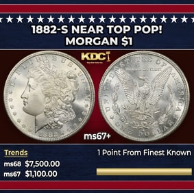 1882-s Morgan Dollar Near Top Pop! $1 Grades ms67+ SEGS