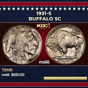 1931-s Buffalo Nickel 5c Grades ms66