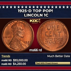1925-d Lincoln Cent TOP POP! 1c ms66 rd SEGS