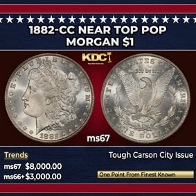1882-cc Morgan Dollar Near Top Pop $1 ms67 SEGS