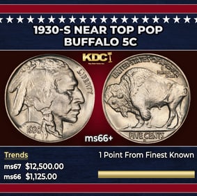 1930-s Buffalo Nickel Near Top Pop 5c ms66+ SEGS