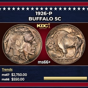 1926-p Buffalo Nickel 5c ms66+ SEGS