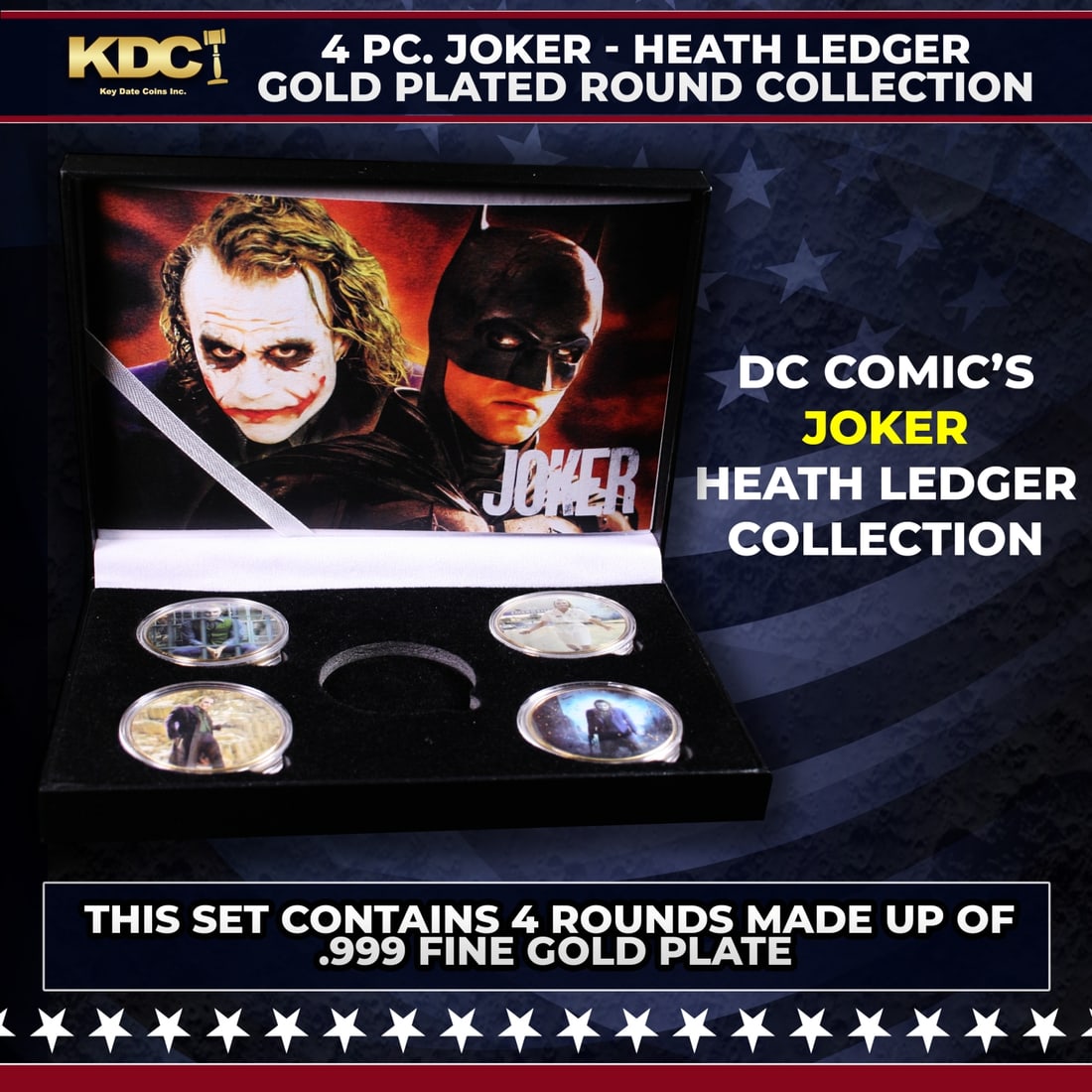 4 Coin Joker - Heath Ledger - Gold Plated Round Collection: 4 Coin Joker - Heath Ledger - Gold Plated Round Collection.