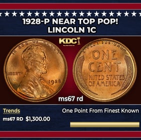 1928-p Lincoln Cent Near Top Pop! 1c ms67 rd SEGS
