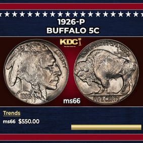 1926-p Buffalo Nickel 5c Grades ms66