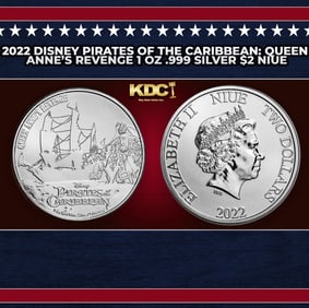 2022 Disney Pirates of the Caribbean: Queen Anne's Revenge 1 oz .999 Silver $2 Niue Round