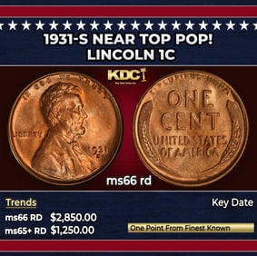 1931-s Lincoln Cent Near Top Pop! 1c ms66 rd SEGS