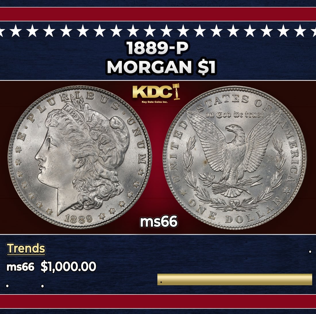 1889-p Morgan Dollar $1 ms66 SEGS (1 of 3)