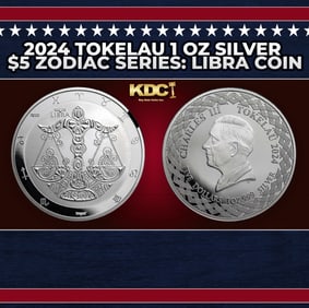 2024 Tokelau 1 oz Silver $5 Zodiac Series: Libra Coin Round