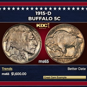 1915-d Buffalo Nickel 5c ms65 SEGS