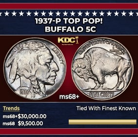 1937-p Buffalo Nickel TOP POP! 5c ms68+ SEGS