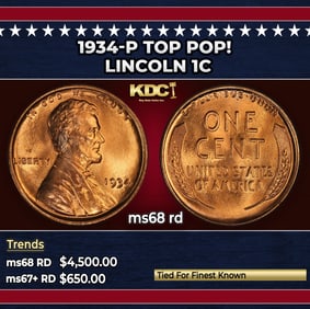 1934-p Lincoln Cent TOP POP! 1c ms68 rd SEGS