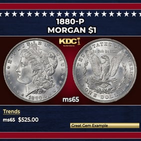 1880-p Morgan Dollar $1 Grades ms65