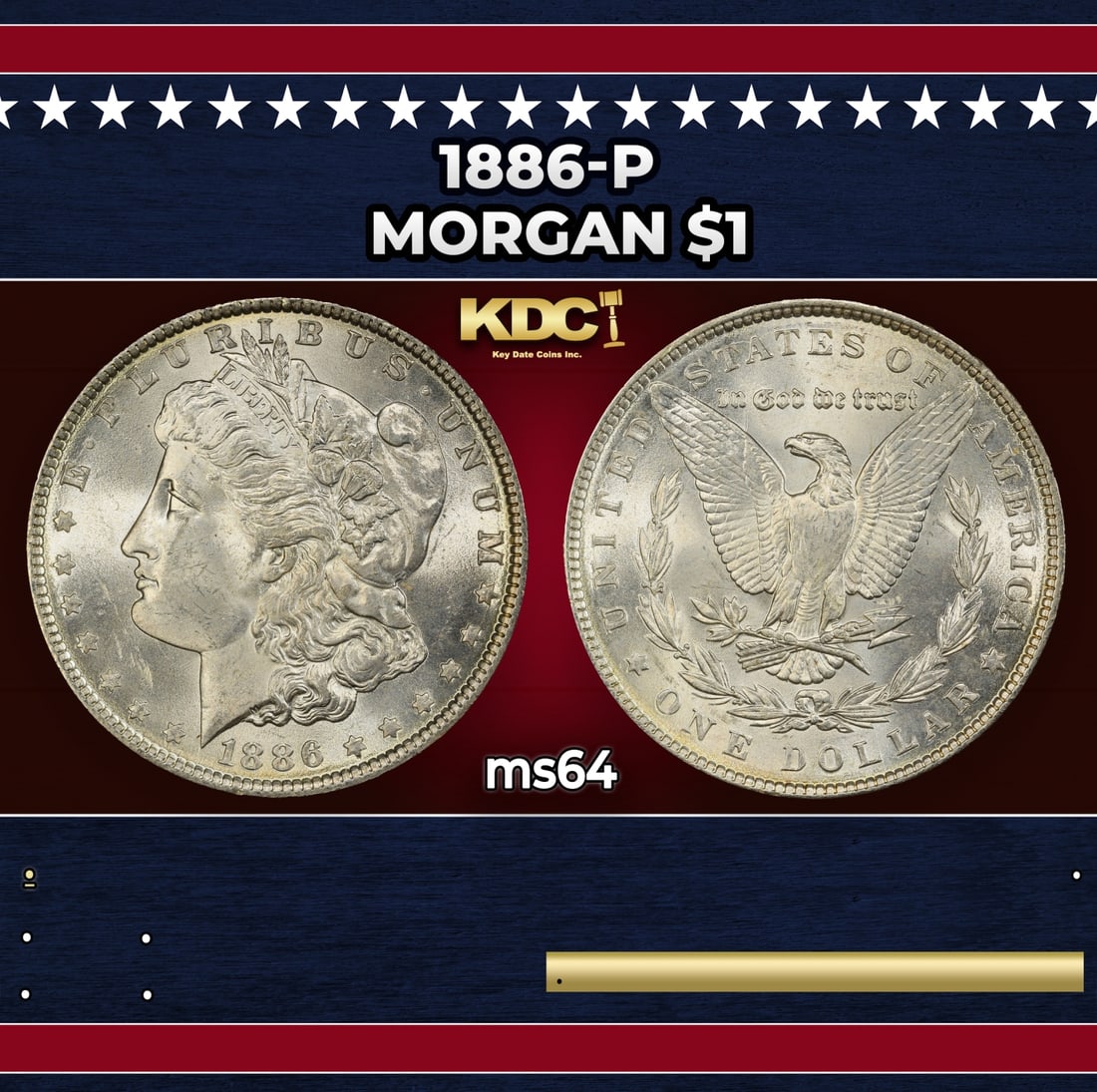 1886-p Morgan Dollar $1 Grades ms64 (1 of 3)