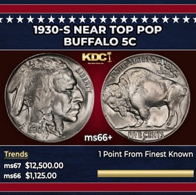 1930-s Buffalo Nickel Near Top Pop 5c ms66+ SEGS