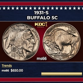 1931-s Buffalo Nickel 5c Grades ms66