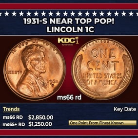 1931-s Lincoln Cent Near Top Pop! 1c ms66 rd SEGS