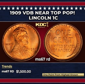 1909 VDB Lincoln Cent Near Top Pop! 1c ms67 rd SEGS