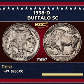 1938-d Buffalo Nickel 5c ms67 SEGS