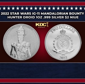 2022 Star Wars IG-11 Mandalorian Bounty Hunter Droid 1oz .999 Silver $2 Niue Grades Ungraded Round