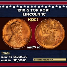 1910-s Lincoln Cent TOP POP! 1c ms67+ rd SEGS