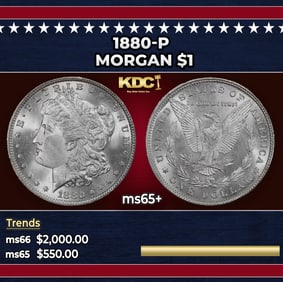 1880-p Morgan Dollar $1 ms65+ SEGS